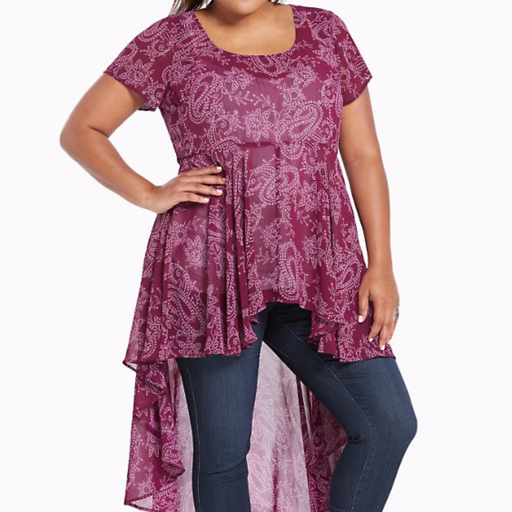 Purple Paisley High Low Top